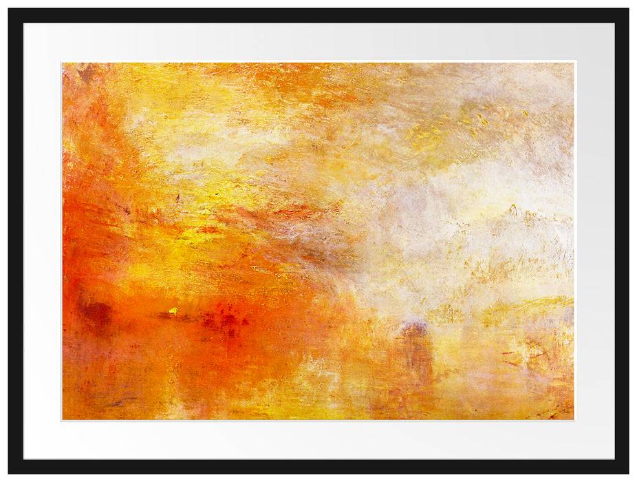 Pixxprint William Turner - Sun Setting over a Lake , im Galerie-Passepartout Bilderrahmen im Angebot