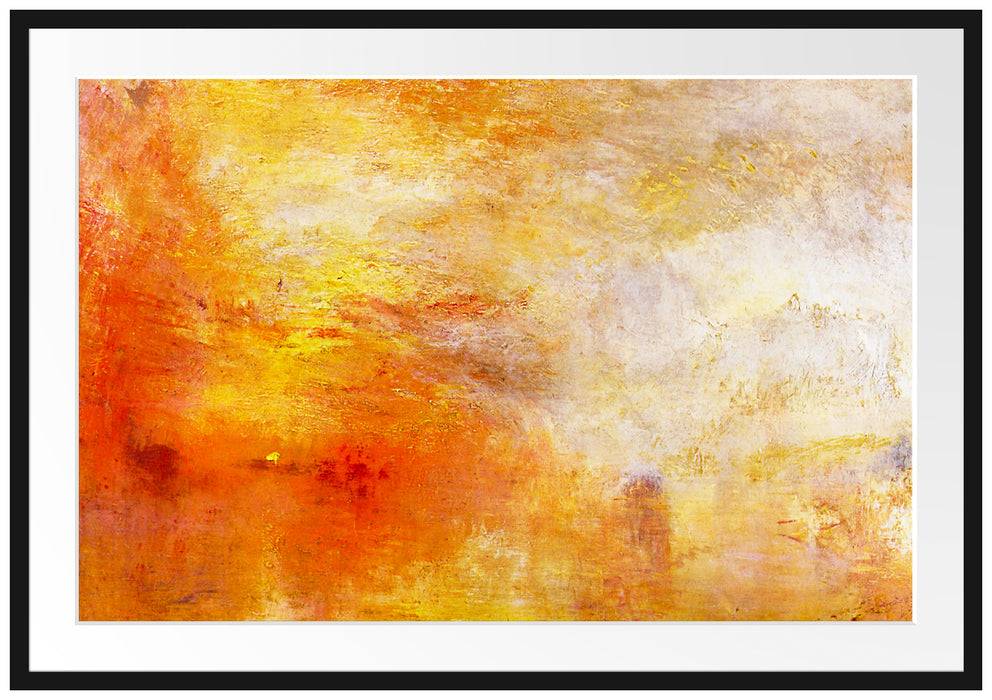 Pixxprint William Turner - Sun Setting over a Lake , im Galerie-Passepartout Bilderrahmen im Angebot