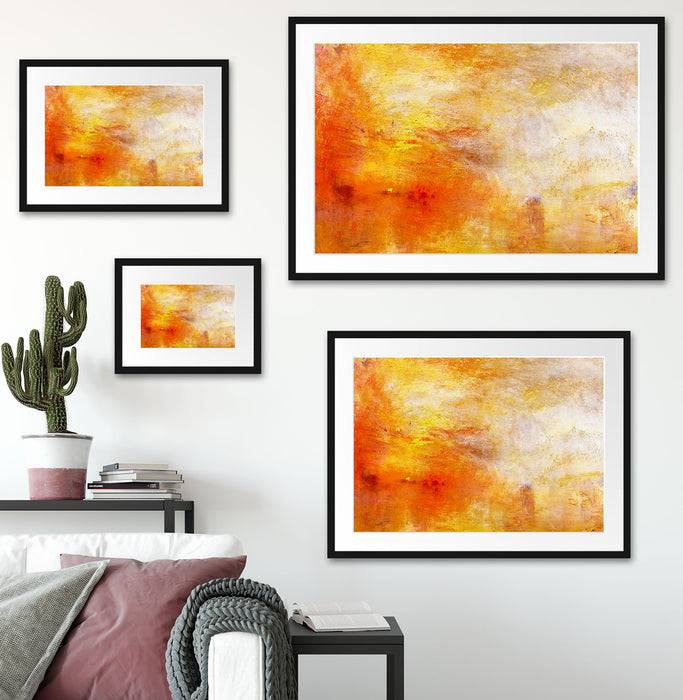 Pixxprint William Turner - Sun Setting over a Lake , im Galerie-Passepartout Bilderrahmen im Angebot