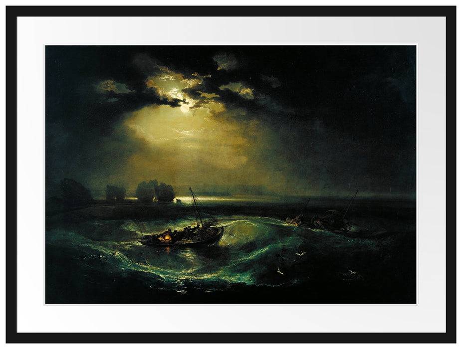 Pixxprint William Turner - Fischer auf See, im Galerie-Passepartout Bilderrahmen Schlussverkauf