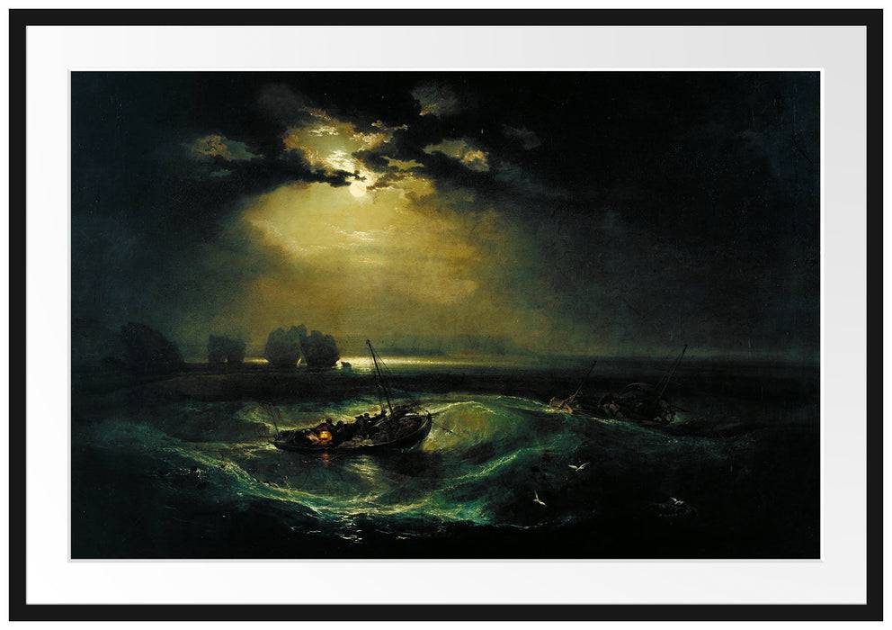 Pixxprint William Turner - Fischer auf See, im Galerie-Passepartout Bilderrahmen Schlussverkauf