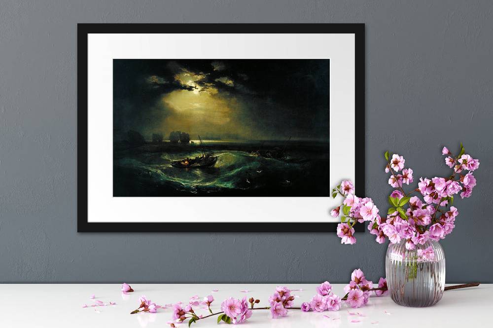 Pixxprint William Turner - Fischer auf See, im Galerie-Passepartout Bilderrahmen Schlussverkauf