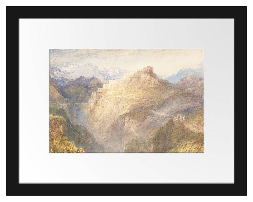 Pixxprint William Turner - Fort of L'Essillon Val de la Maurienne, im Galerie-Passepartout Bilderrahmen