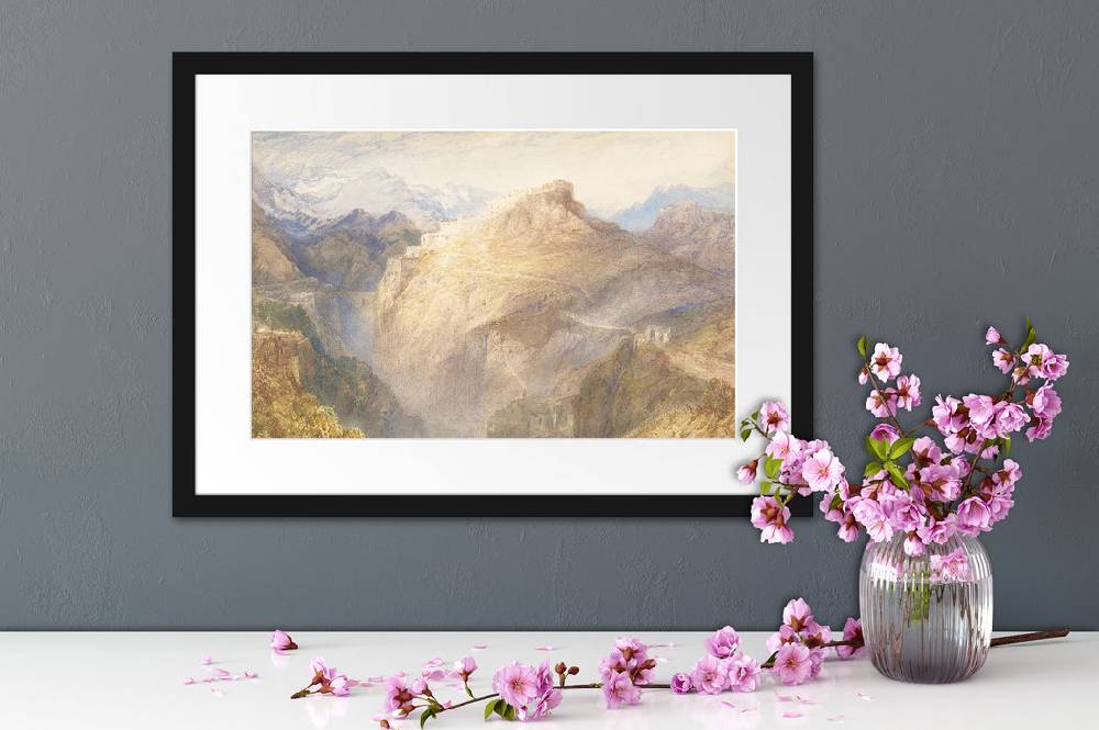 Pixxprint William Turner - Fort of L'Essillon Val de la Maurienne, im Galerie-Passepartout Bilderrahmen Günstiger Verkauf