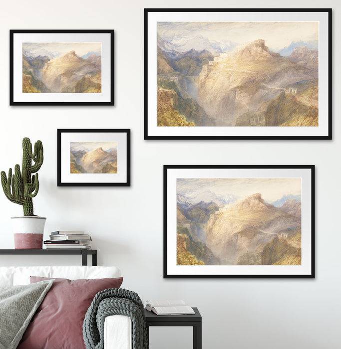 Pixxprint William Turner - Fort of L'Essillon Val de la Maurienne, im Galerie-Passepartout Bilderrahmen Günstiger Verkauf