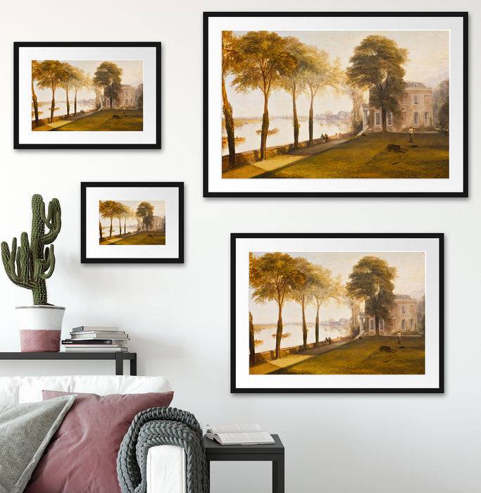 Pixxprint William Turner - Mortlake Terrace Early Summer Morning, im Galerie-Passepartout Bilderrahmen Fabrikverkauf