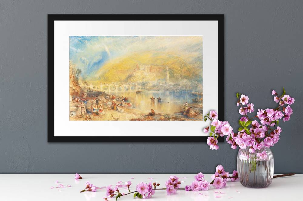 Pixxprint William Turner - HEIDELBERG WITH A RAINBOW, im Galerie-Passepartout Bilderrahmen Fabrik Onlineshop