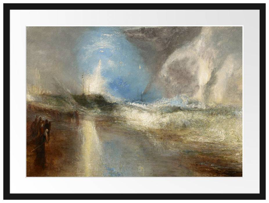Pixxprint William Turner - Rockets and Blue LightsClose at Hand, im Galerie-Passepartout Bilderrahmen Fabrikpreis