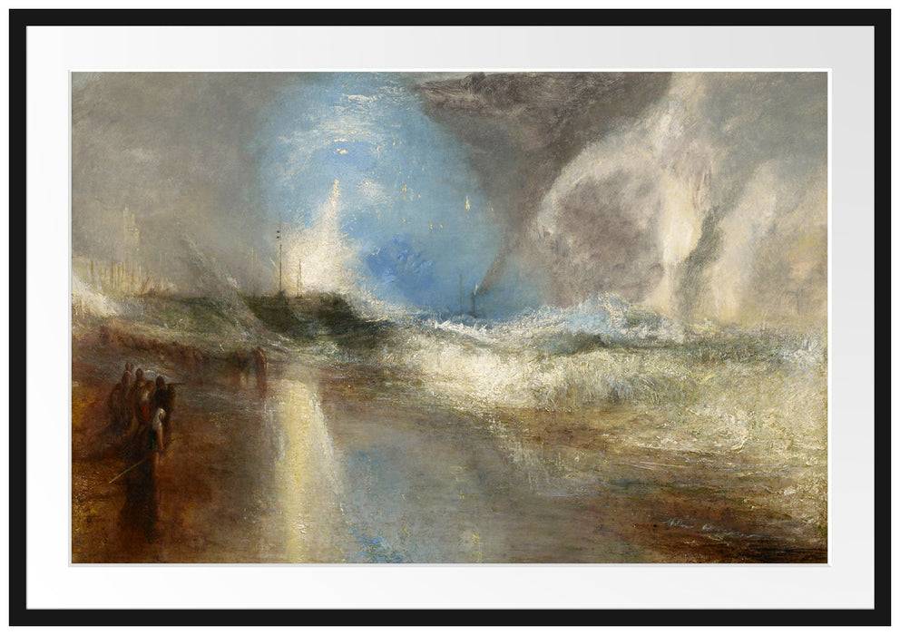 Pixxprint William Turner - Rockets and Blue LightsClose at Hand, im Galerie-Passepartout Bilderrahmen Fabrikpreis
