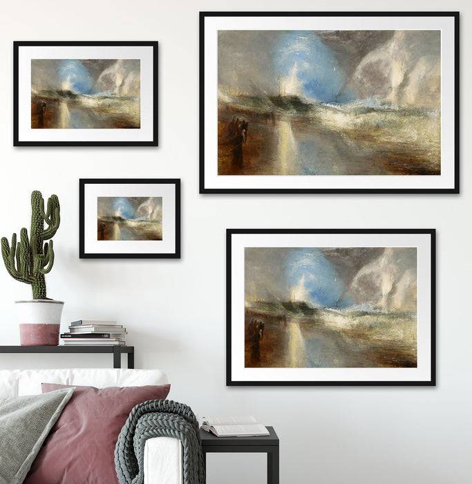 Pixxprint William Turner - Rockets and Blue LightsClose at Hand, im Galerie-Passepartout Bilderrahmen Fabrikpreis