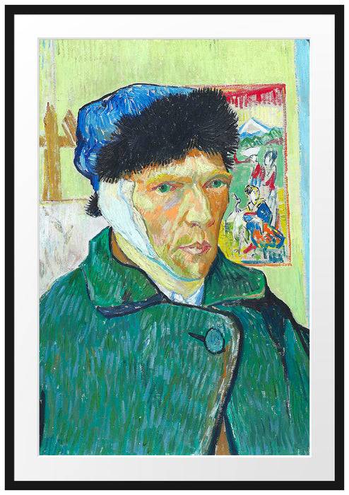 Pixxprint Vincent Van Gogh - Selbstportrait mit bandagiertem Ohr, im Galerie-Passepartout Bilderrahmen Rabatt