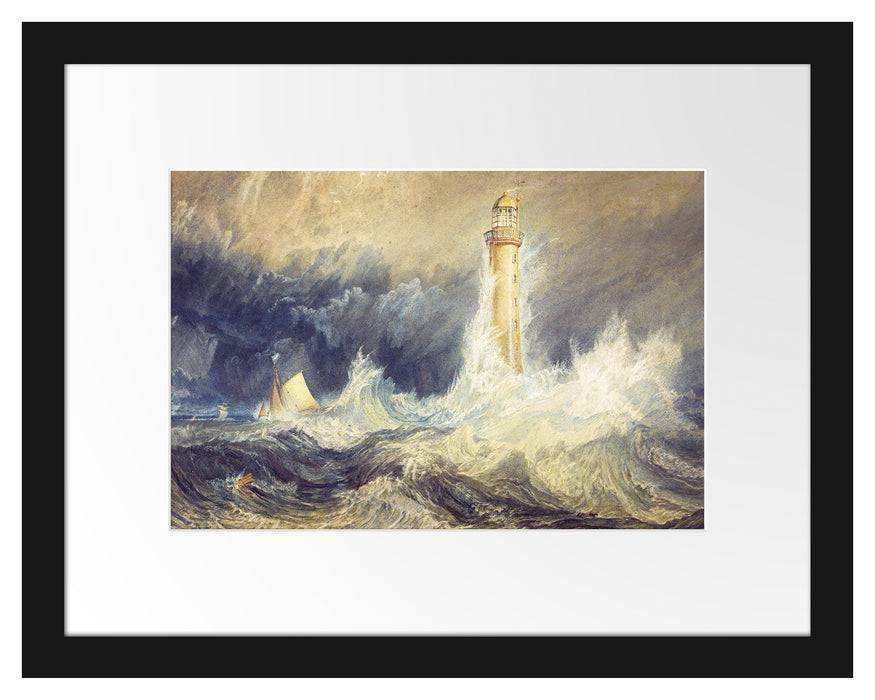 Pixxprint William Turner - Bell Rock Lighthouse , im Galerie-Passepartout Bilderrahmen