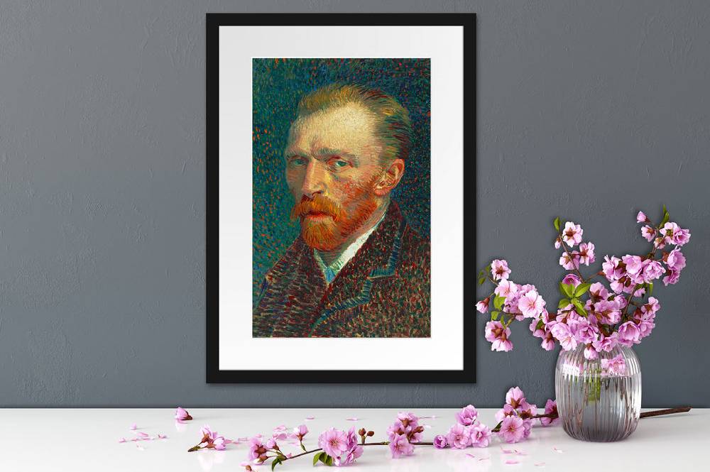 Pixxprint Vincent Van Gogh - Selbstbildnis , im Galerie-Passepartout Bilderrahmen Begrenztes Angebot