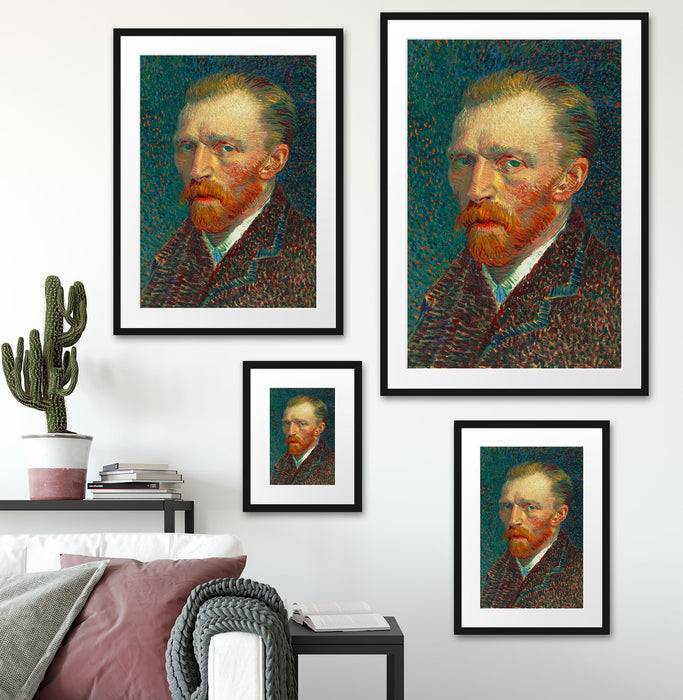 Pixxprint Vincent Van Gogh - Selbstbildnis , im Galerie-Passepartout Bilderrahmen Begrenztes Angebot