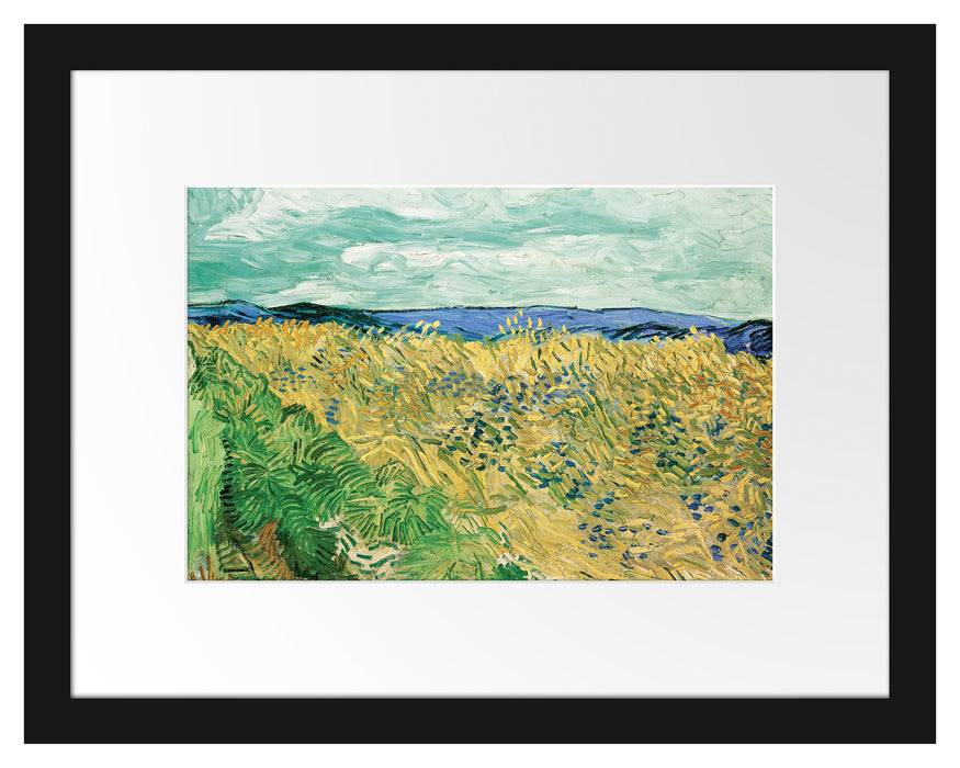 Pixxprint Vincent Van Gogh - Weizenfeld mit Kornblumen , im Galerie-Passepartout Bilderrahmen