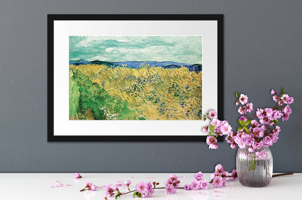 Pixxprint Vincent Van Gogh - Weizenfeld mit Kornblumen , im Galerie-Passepartout Bilderrahmen Online Shopping