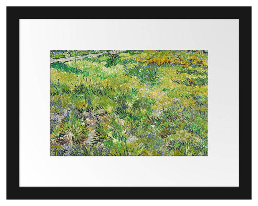 Pixxprint Vincent Van Gogh - Hohes Gras mit Schmetterlingen , im Galerie-Passepartout Bilderrahmen