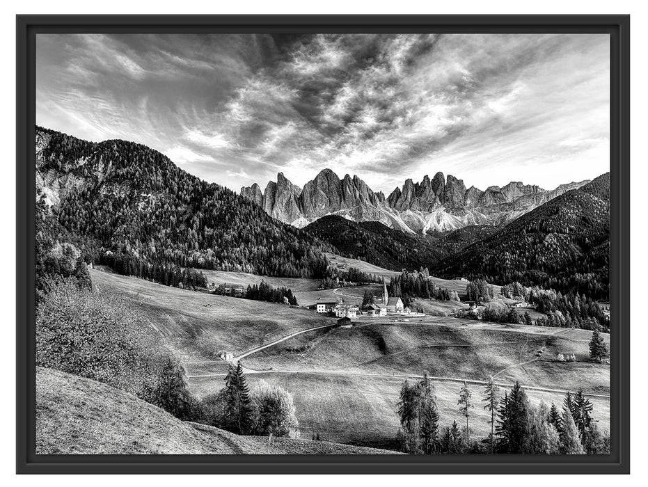 Pixxprint Herbstliche Landschaft in den Dolomiten, Monochrome, im Schwebe-Effekt Bilderrahmen Cyber Monday