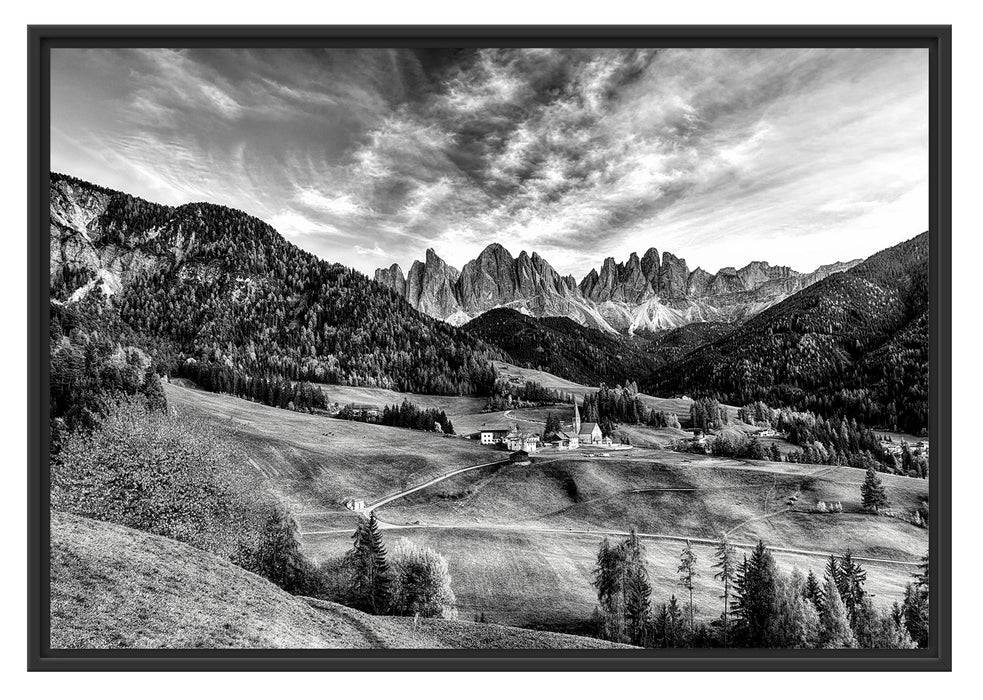 Pixxprint Herbstliche Landschaft in den Dolomiten, Monochrome, im Schwebe-Effekt Bilderrahmen Cyber Monday