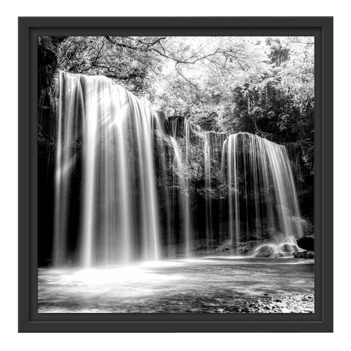 Pixxprint Tropischer Wasserfall im Wald, Monochrome, im Schwebe-Effekt Bilderrahmen Muttertagsangebot