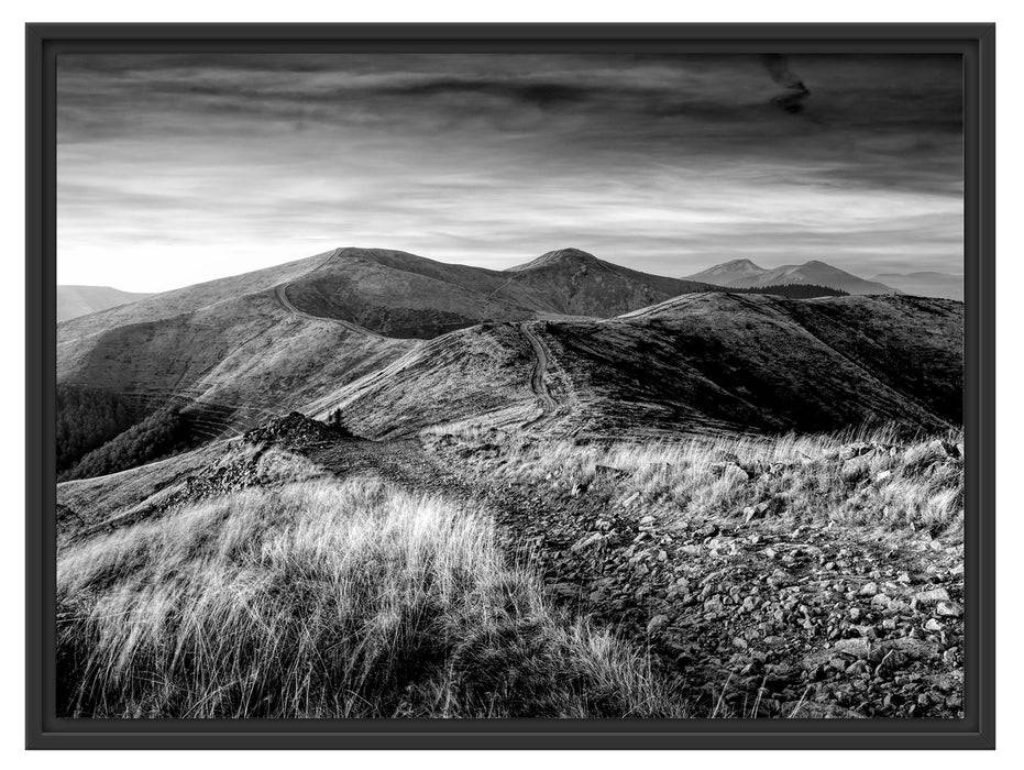 Pixxprint Steinlandschaft bei Sonnenuntergang, Monochrome, im Schwebe-Effekt Bilderrahmen Valentinstagsangebot