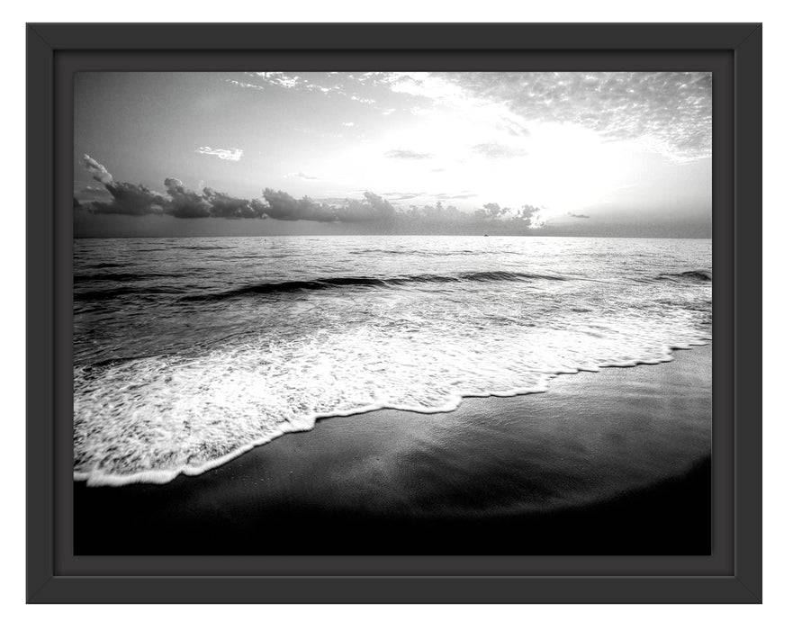 Pixxprint Sonnenuntergangsstimmung an Traumstrand, Monochrome, im Schwebe-Effekt Bilderrahmen