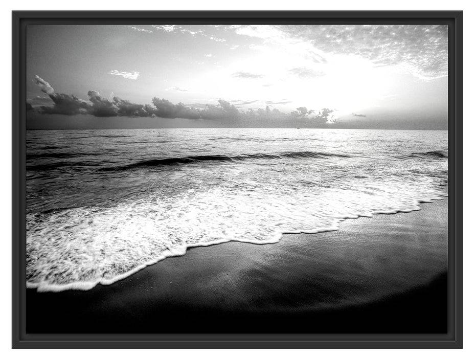 Pixxprint Sonnenuntergangsstimmung an Traumstrand, Monochrome, im Schwebe-Effekt Bilderrahmen Online Outlet