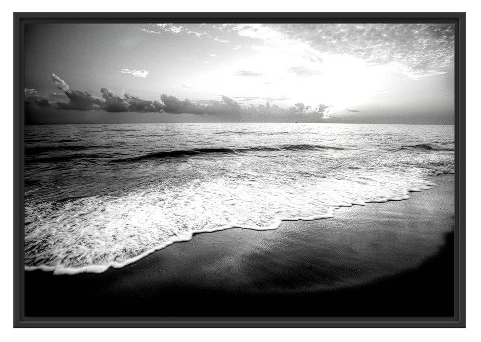 Pixxprint Sonnenuntergangsstimmung an Traumstrand, Monochrome, im Schwebe-Effekt Bilderrahmen Online Outlet
