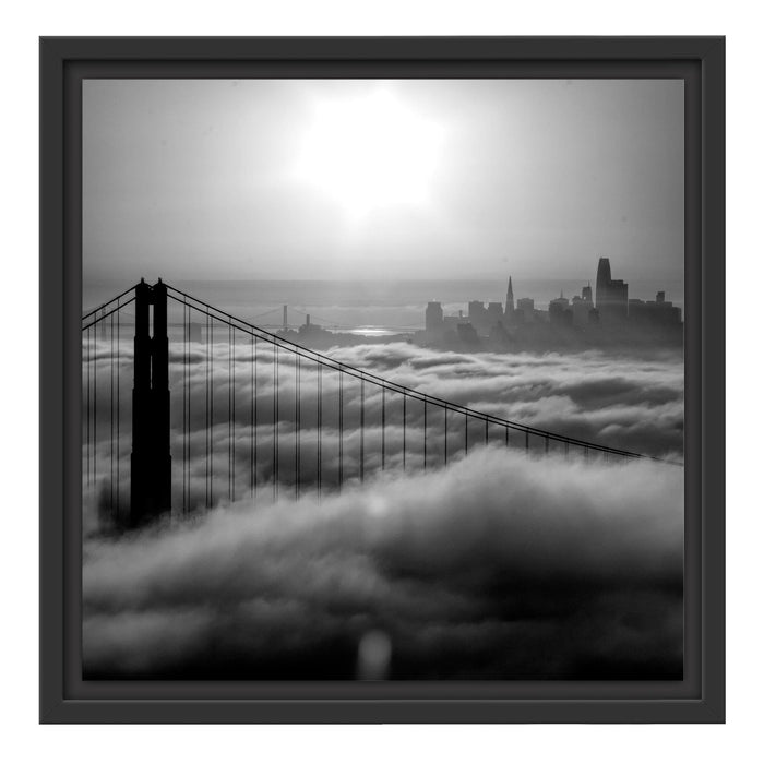 Pixxprint Golden Gate Bridge im Sonnenaufgang, Monochrome, im Schwebe-Effekt Bilderrahmen Zeitlich begrenztes Angebot