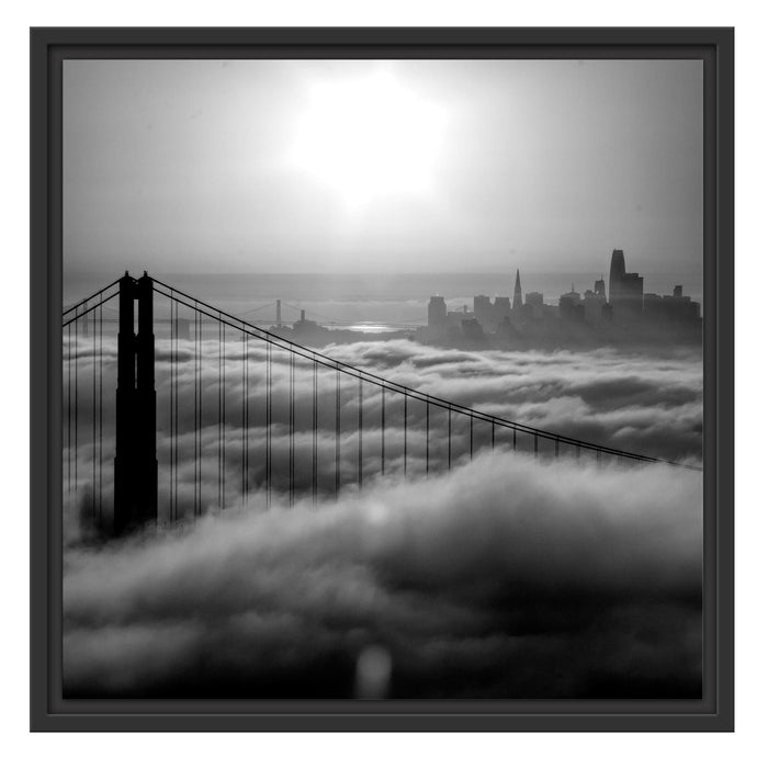 Pixxprint Golden Gate Bridge im Sonnenaufgang, Monochrome, im Schwebe-Effekt Bilderrahmen Zeitlich begrenztes Angebot
