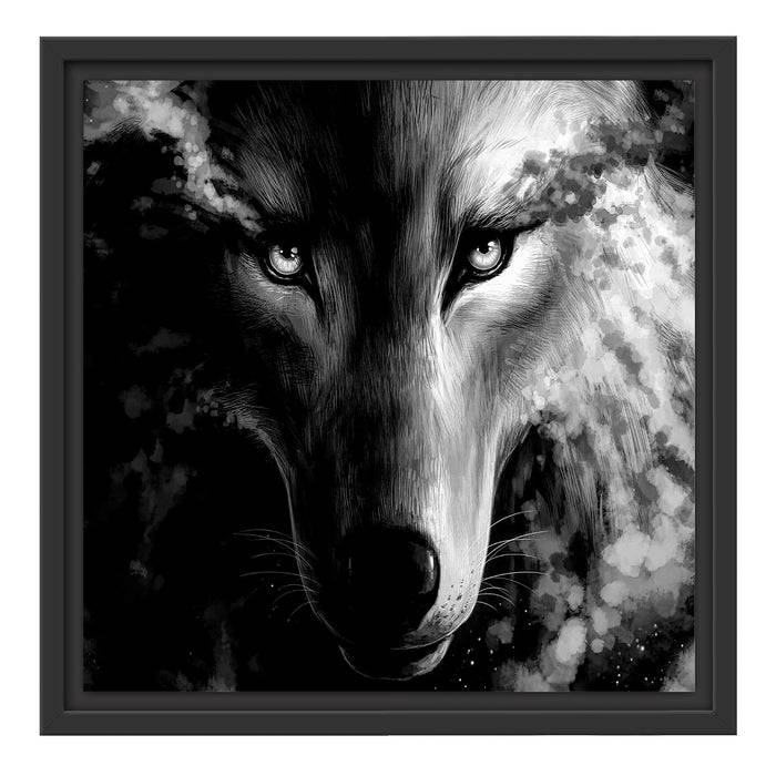 Pixxprint Abstrakter Wolf mit rauchenden Augen, Monochrome, im Schwebe-Effekt Bilderrahmen Exklusive Angebote