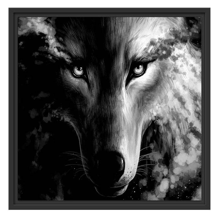 Pixxprint Abstrakter Wolf mit rauchenden Augen, Monochrome, im Schwebe-Effekt Bilderrahmen Exklusive Angebote