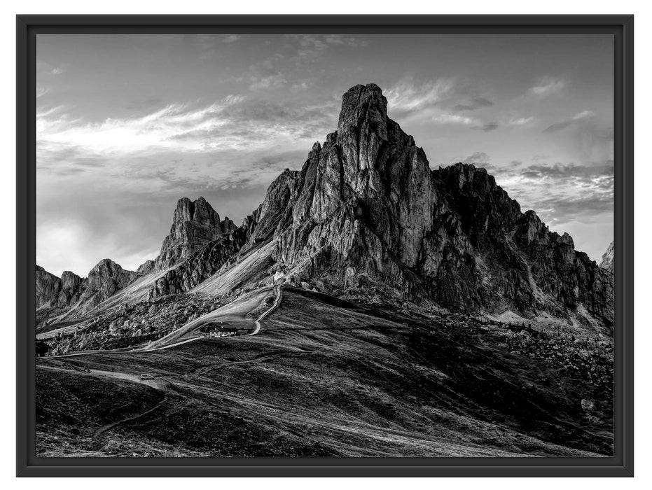 Pixxprint Dolomiten im Sonnenuntergang, Monochrome, im Schwebe-Effekt Bilderrahmen Große Rabatte