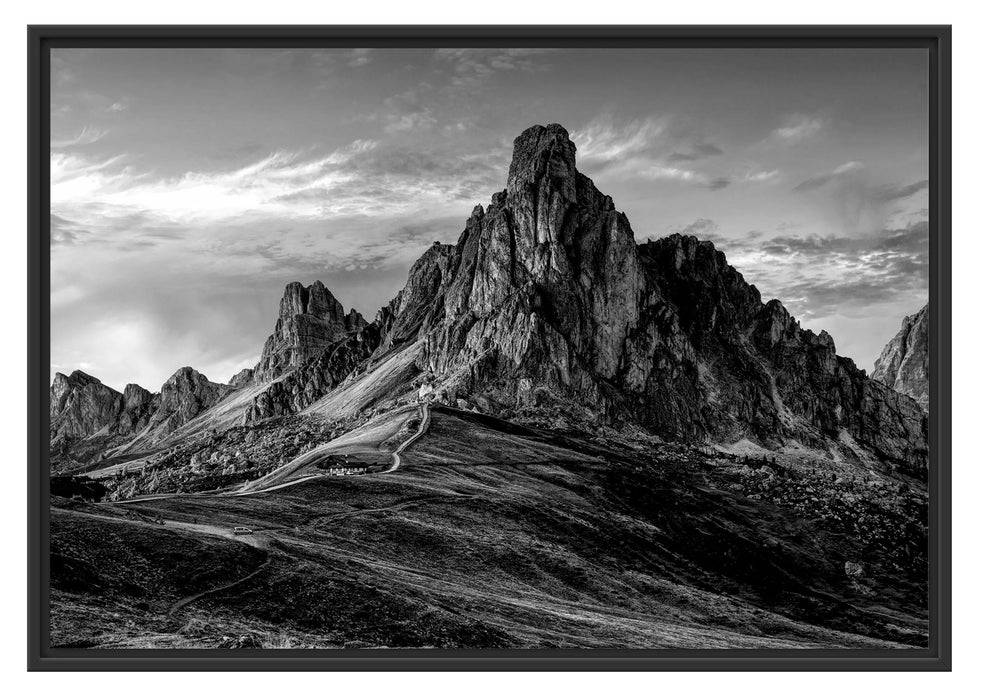 Pixxprint Dolomiten im Sonnenuntergang, Monochrome, im Schwebe-Effekt Bilderrahmen Große Rabatte