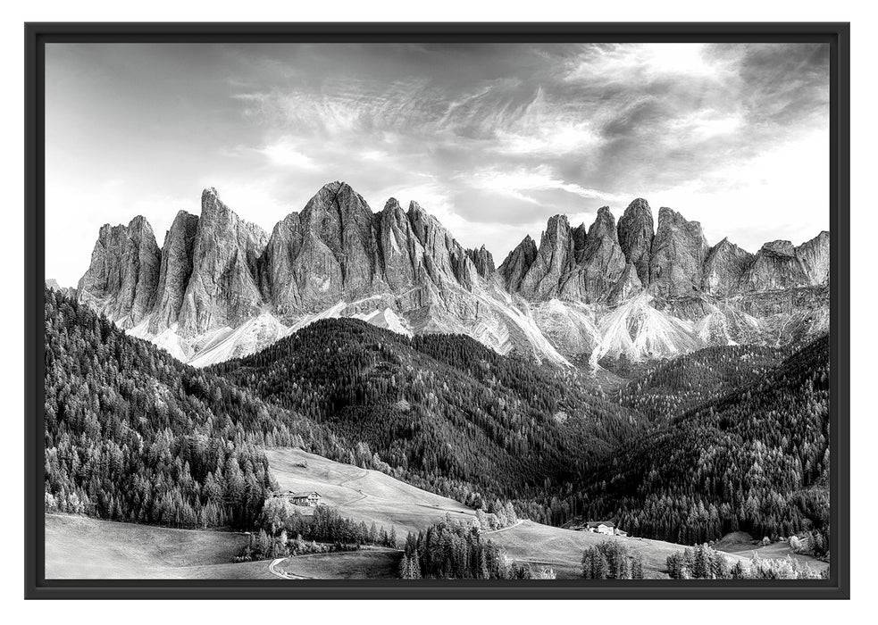 Pixxprint Bunte Waldlandschaft vor den Dolomiten, Monochrome, im Schwebe-Effekt Bilderrahmen Saisonale Angebote