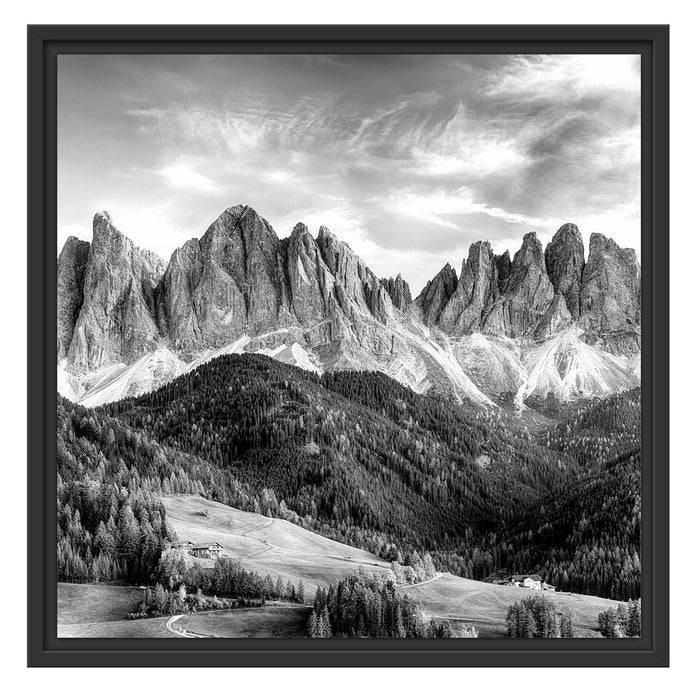 Pixxprint Bunte Waldlandschaft vor den Dolomiten, Monochrome, im Schwebe-Effekt Bilderrahmen Saisonale Angebote