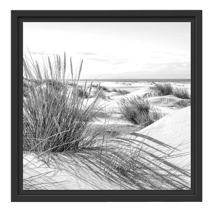 Pixxprint Grasige Dünenlandschaft am Meer, Monochrome, im Schwebe-Effekt Bilderrahmen Kauf eins, bekomm eins gratis