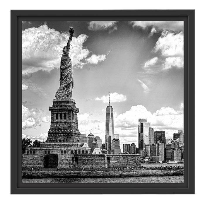 Pixxprint Freiheitsstatue mit New Yorker Skyline, Monochrome, im Schwebe-Effekt Bilderrahmen Sonderangebote