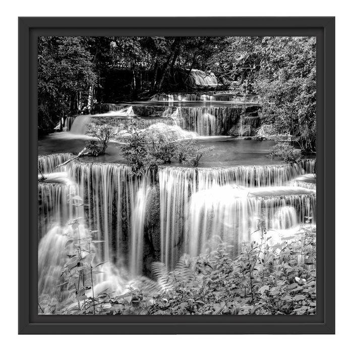 Pixxprint Türkise Wasserfälle in Thailand, Monochrome, im Schwebe-Effekt Bilderrahmen Super Sparpreis