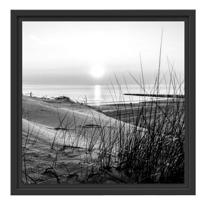 Pixxprint Dünenblick auf Meer bei Sonnenuntergang, Monochrome, im Schwebe-Effekt Bilderrahmen Kostenlose Rückgabe
