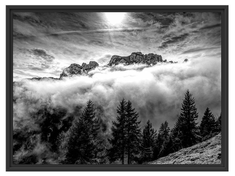 Pixxprint Aufsteigende Wolken in den Dolomiten, Monochrome, im Schwebe-Effekt Bilderrahmen JETZT KAUFEN