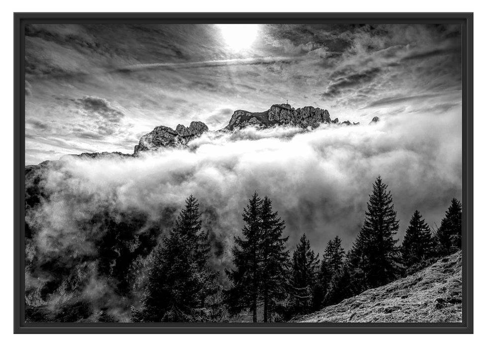 Pixxprint Aufsteigende Wolken in den Dolomiten, Monochrome, im Schwebe-Effekt Bilderrahmen JETZT KAUFEN
