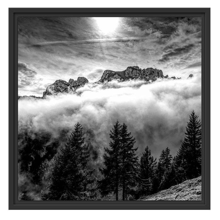 Pixxprint Aufsteigende Wolken in den Dolomiten, Monochrome, im Schwebe-Effekt Bilderrahmen JETZT KAUFEN