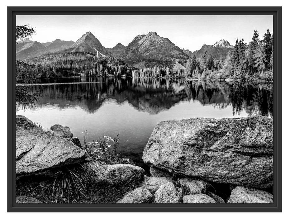 Pixxprint Herbstlicher Natursee in der Slowakei, Monochrome, im Schwebe-Effekt Bilderrahmen Bis zu 65% Rabatt