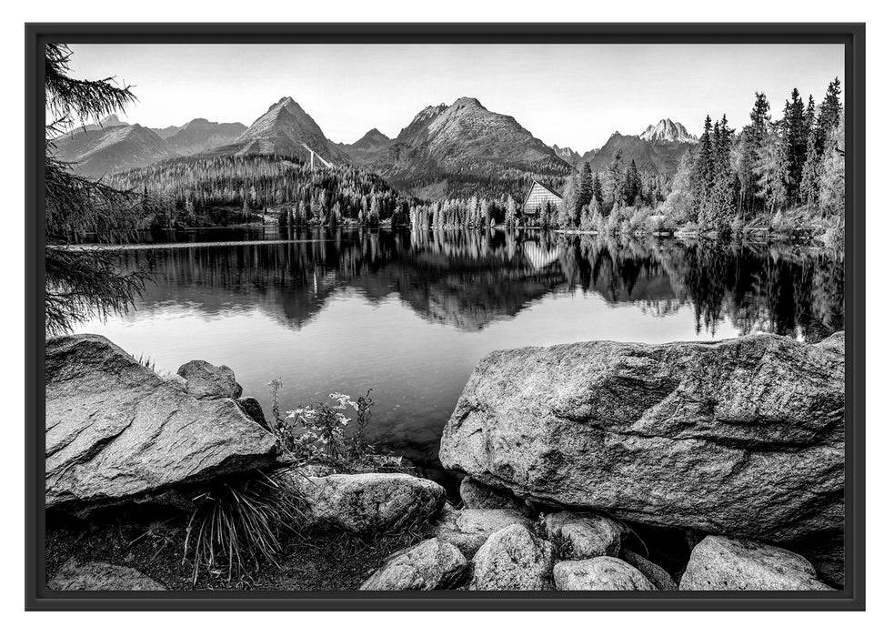 Pixxprint Herbstlicher Natursee in der Slowakei, Monochrome, im Schwebe-Effekt Bilderrahmen Bis zu 65% Rabatt