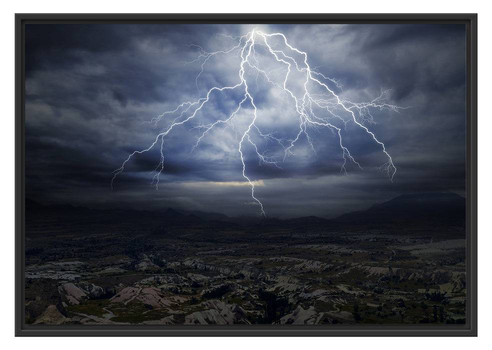 Pixxprint gewaltiges Gewitter, im Schwebe-Effekt Bilderrahmen 50% Rabatt mit kostenlosem Versand
