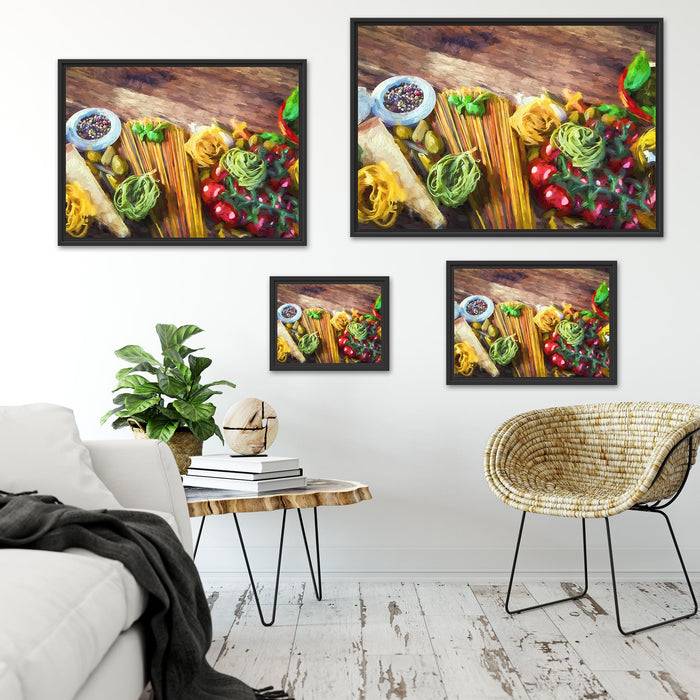 Pixxprint Pasta mit frischen Gewürzen, im Schwebe-Effekt Bilderrahmen Clearance-Verkauf