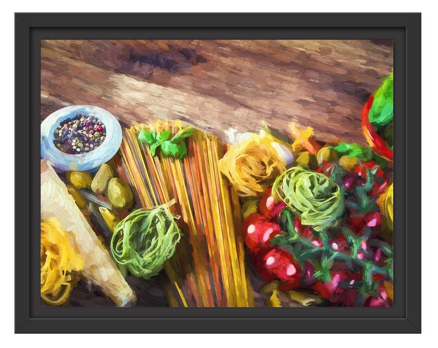 Pixxprint Pasta mit frischen Gewürzen, im Schwebe-Effekt Bilderrahmen Clearance-Verkauf