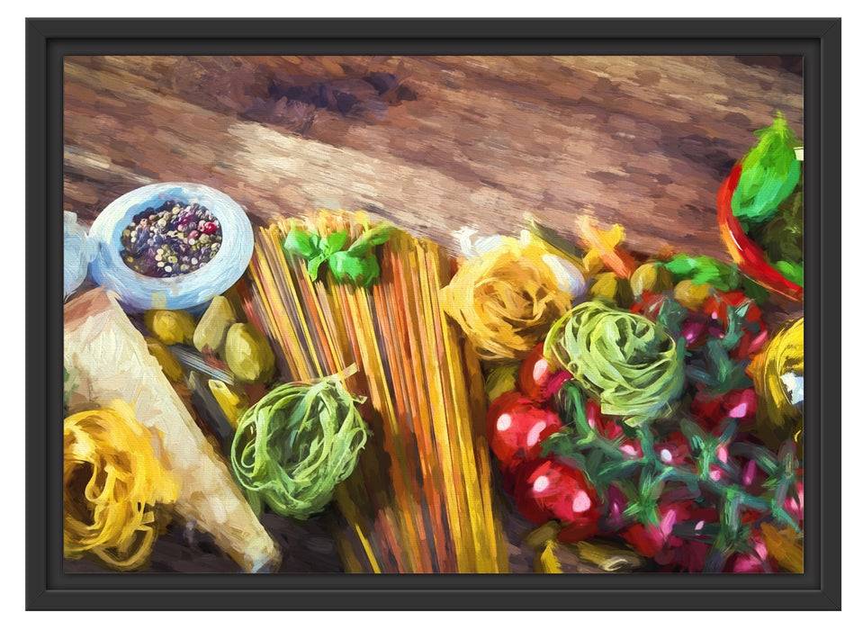 Pixxprint Pasta mit frischen Gewürzen, im Schwebe-Effekt Bilderrahmen Clearance-Verkauf
