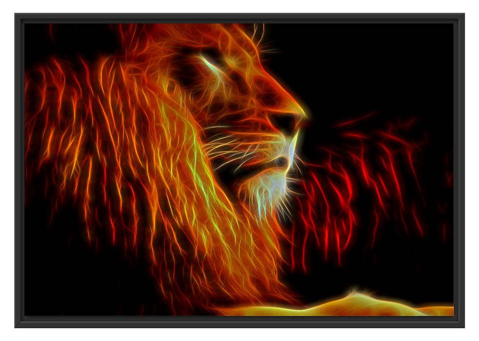 Pixxprint Löwe Natur Afrika, im Schwebe-Effekt Bilderrahmen